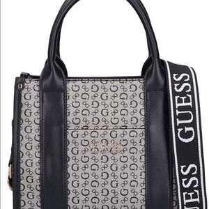 Guess Black and Gray Tote with Monogram Pattern